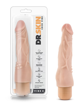 Dr Skin Cock Vibe 4 8in Vibrating Cock Beige