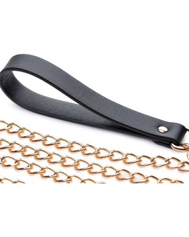 Leashed Lover Black/Gold Chain Leash