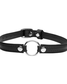 Sex Pet Leather Choker w/ Silver Ring Black