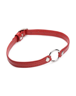 Fiery Pet Leather Choker w/ Silver Ring Red
