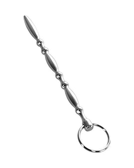 Silver Metal Beaded Urethral Plug w Ring