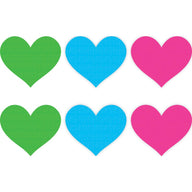 Neon Heart Pasties 3 Pk Green/Blue/Pink