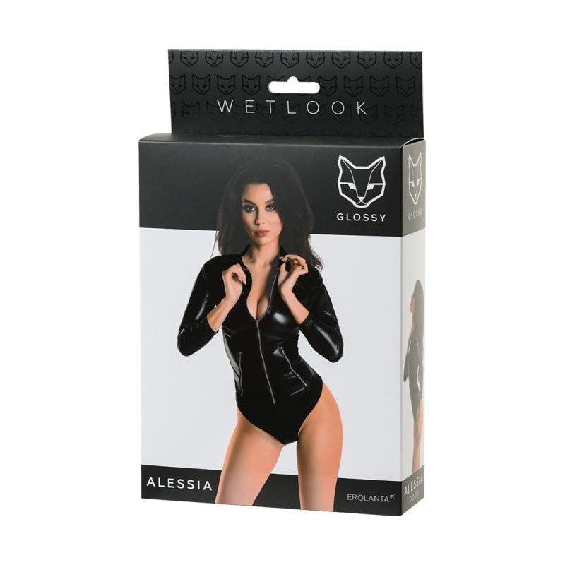 Glossy Alessia Wetlook Bodysuit w Zip