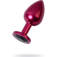 Red Metal Anal Plug w Red Crystal Medium