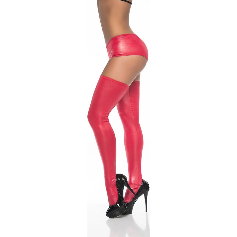 Thigh Highs Wetlook Metallic Black