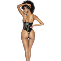 Wet Look Vinyl Bodysuit Black