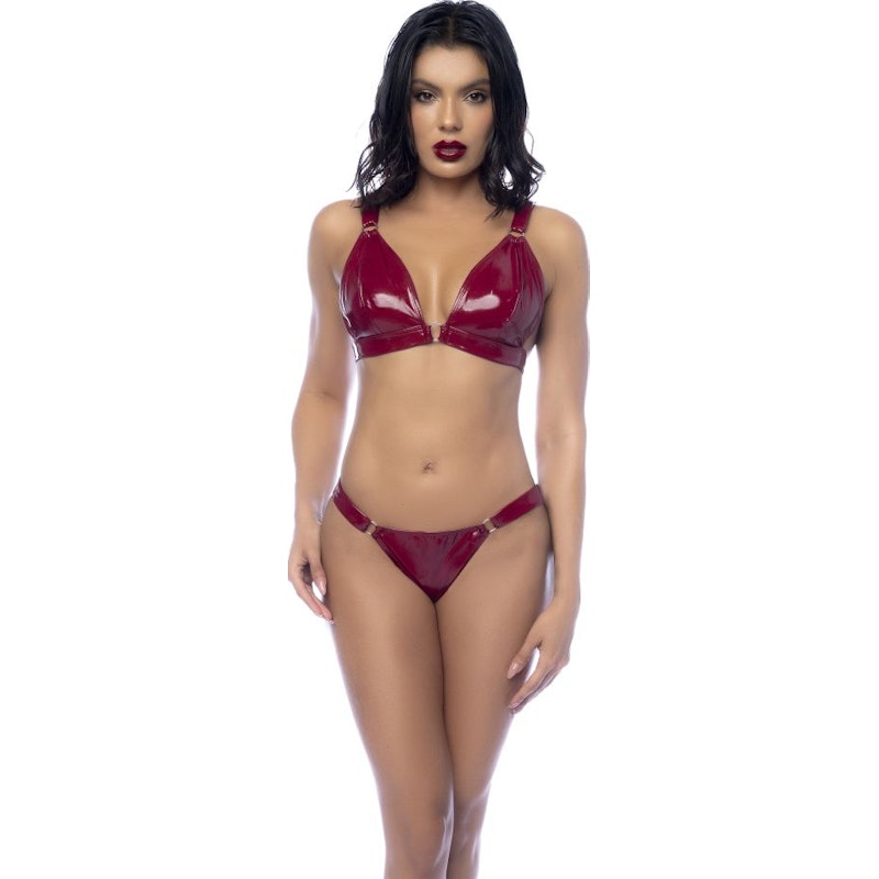 Wet Look Vinyl 2 Pc Set Gloss Wine