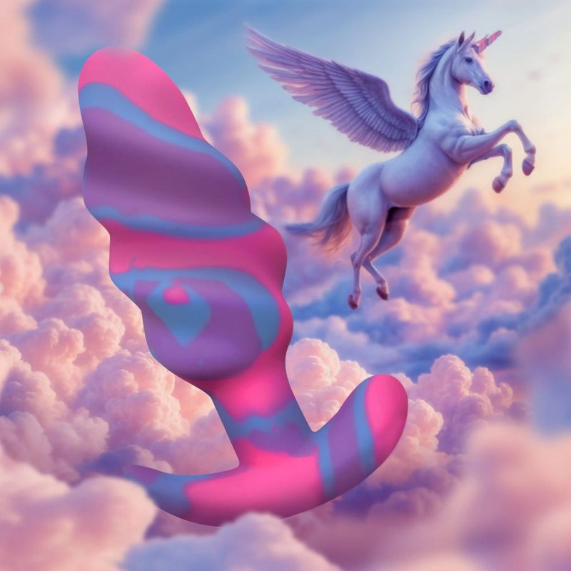 Unicorn Swirl Silicone Butt Plug Medium