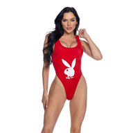 PlayBoy Black High-Leg 1 Pc Swimsuit with Bunny Head Logo