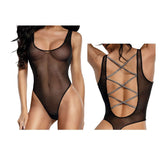 DreamGirl Sheer Mesh Rhinestone Teddy Black