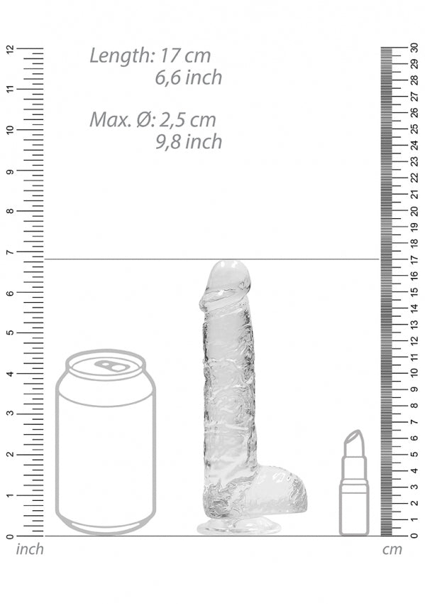 6 Inch / 15 cm Realistic Dildo With Balls - Transparent