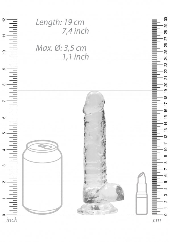 7 Inch / 17 cm Realistic Dildo With Balls - Transparent