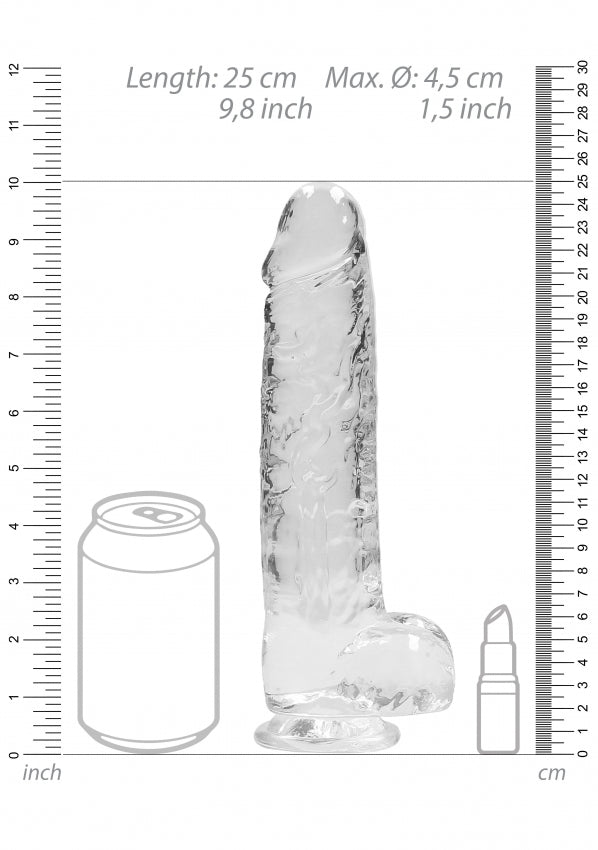 9 Inch / 23 cm Realistic Dildo With Balls - Transparent