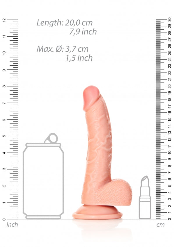 Curved Realistic Dildo with Balls and Suction Cup - 7''/ 18 cm