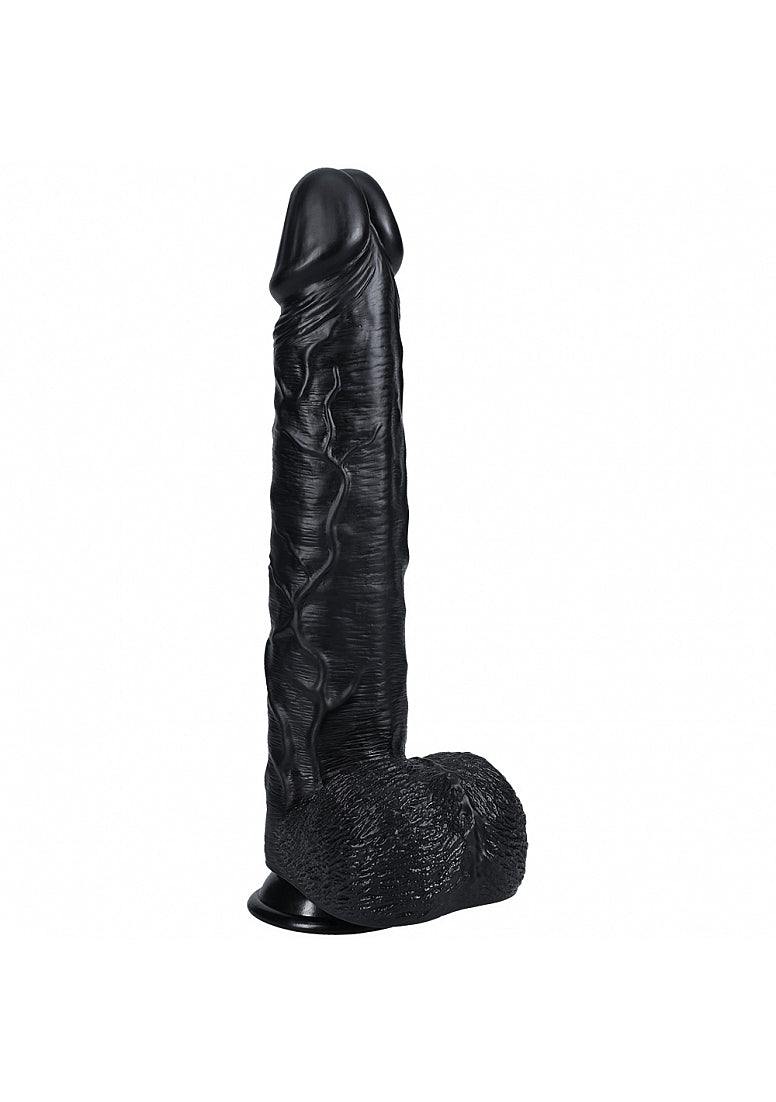 RealRock Ultra Realistic Skin - Extra Large Straight with Balls 13" / 33 cm - Black