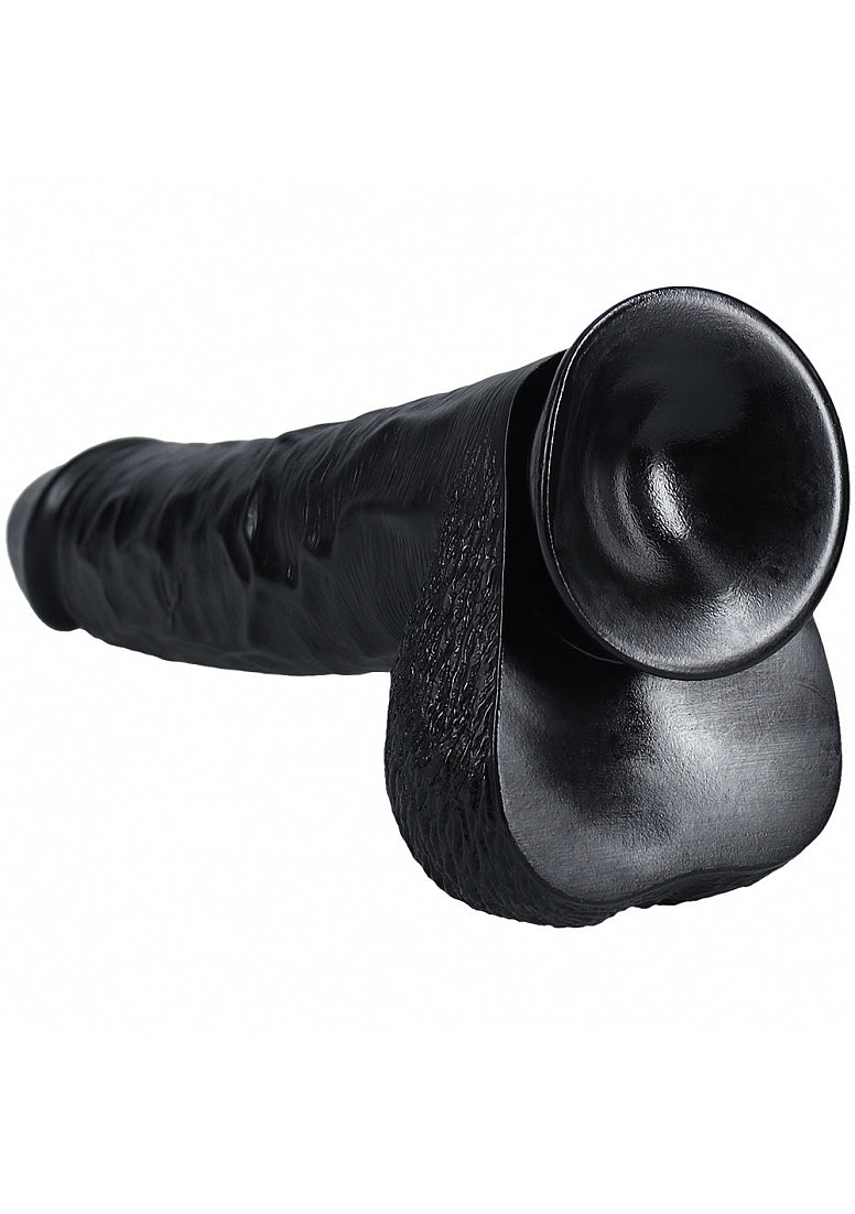 RealRock Ultra Realistic Skin - Extra Large Straight with Balls 13" / 33 cm - Black