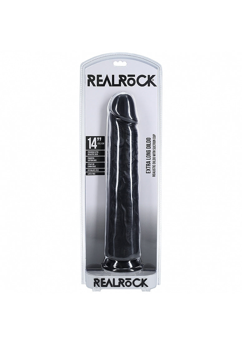 RealRock Ultra Realistic Skin - Extra Large Straight without Balls 14" / 35,5 cm - Black