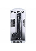 RealRock Ultra Realistic Skin - Extra Large Straight with Balls 15" / 38 cm - Black