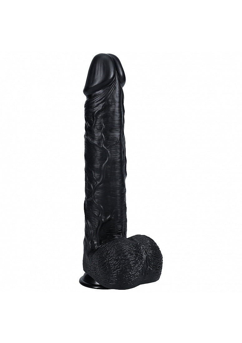 RealRock Ultra Realistic Skin - Extra Large Straight with Balls 15" / 38 cm - Black