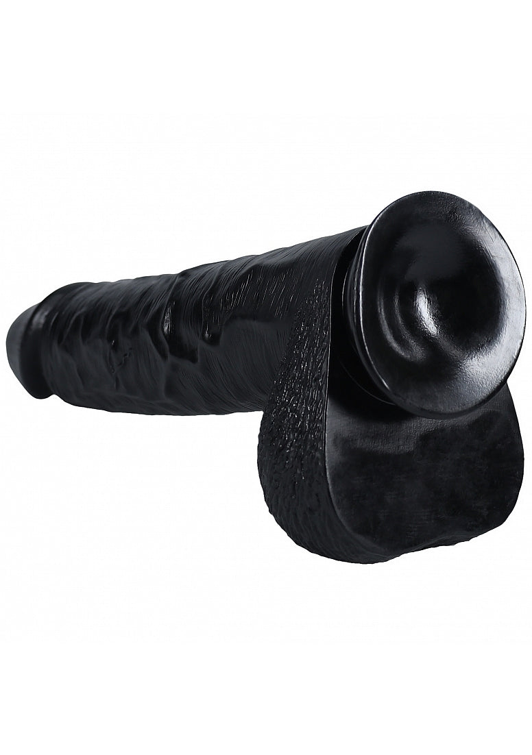 RealRock Ultra Realistic Skin - Extra Large Straight with Balls 15" / 38 cm - Black