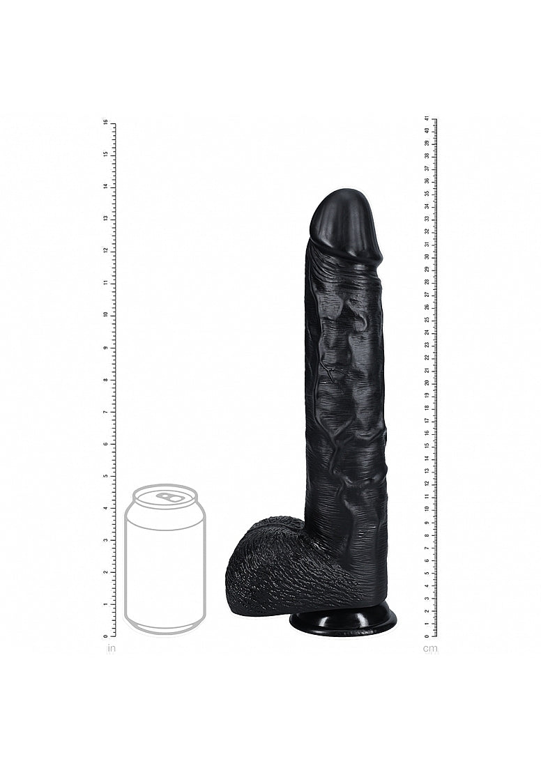 RealRock Ultra Realistic Skin - Extra Large Straight with Balls 14" / 35,5 cm - Black