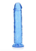 Crystal Clear Dildo 10" Inch Straight No Balls - Blue