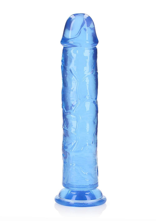 Crystal Clear Dildo 10" Inch Straight No Balls - Blue