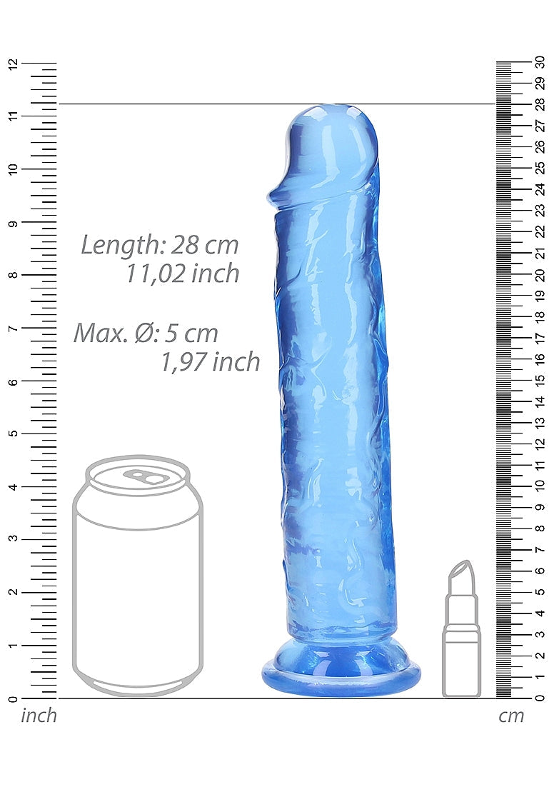 Crystal Clear Dildo 10" Inch Straight No Balls - Blue