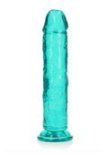 Crystal Clear Dildo 10" Inch Straight No Balls - Turquoise