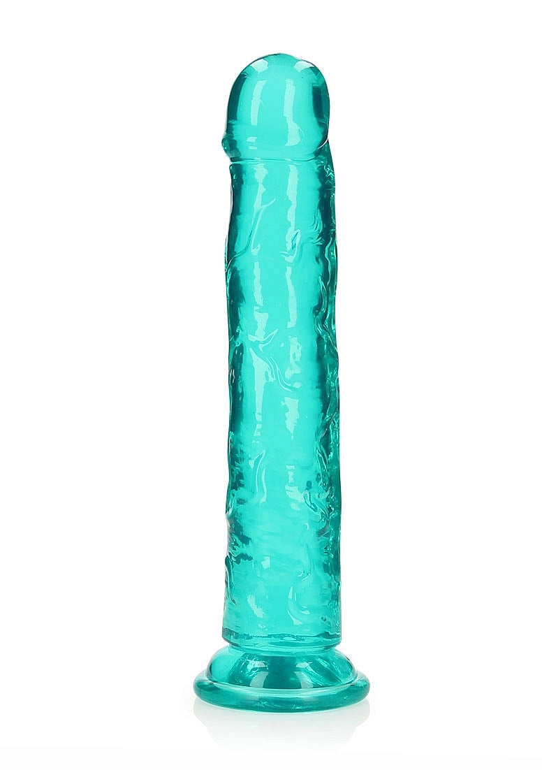 Crystal Clear Dildo 10" Inch Straight No Balls - Turquoise