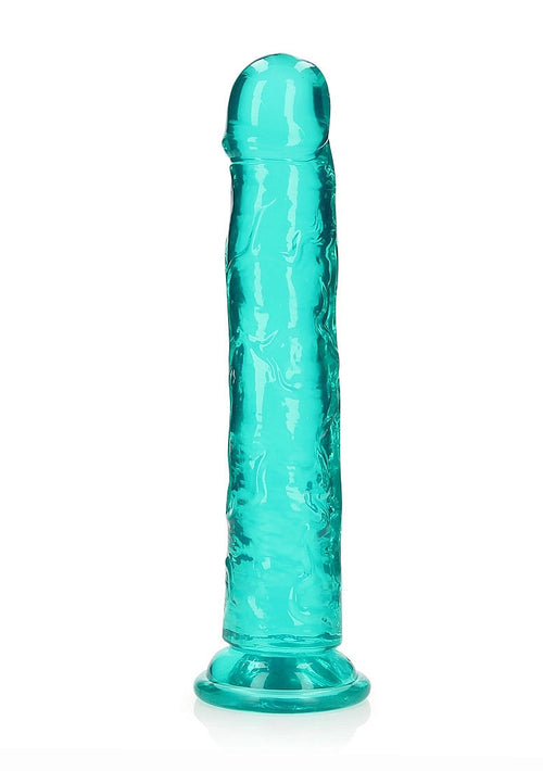 Crystal Clear Dildo 10" Inch Straight No Balls - Turquoise