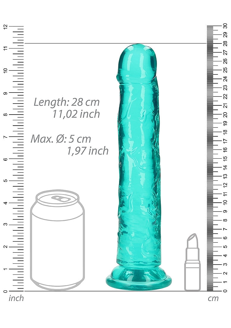 Crystal Clear Dildo 10" Inch Straight No Balls - Turquoise