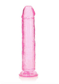 Crystal Clear Dildo 10" Inch Straight No Balls - Pink