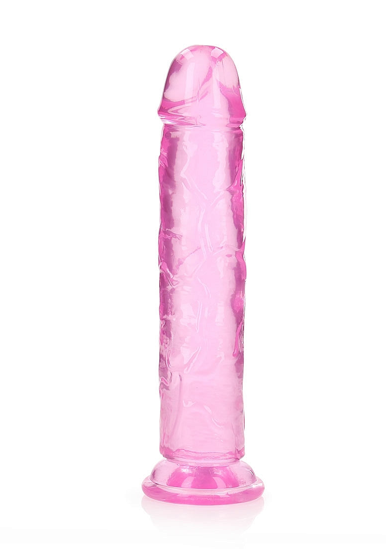 Crystal Clear Dildo 10" Inch Straight No Balls - Pink