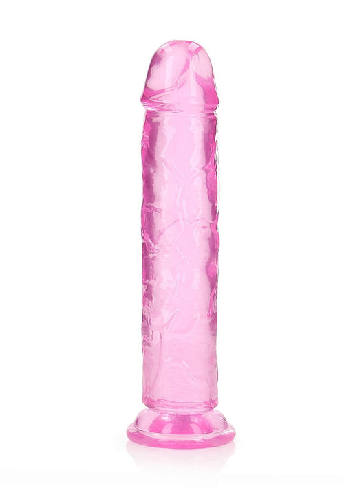 Crystal Clear Dildo 10" Inch Straight No Balls - Pink