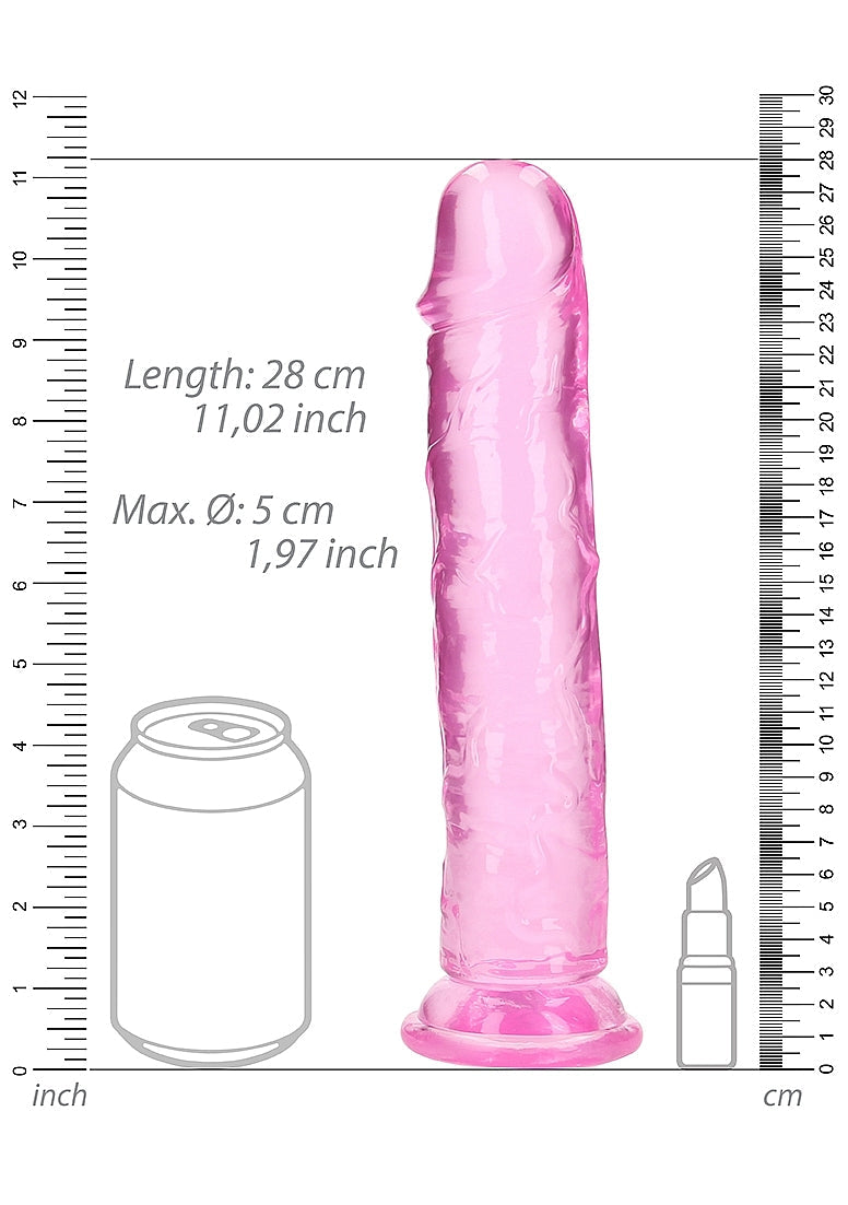 Crystal Clear Dildo 10" Inch Straight No Balls - Pink