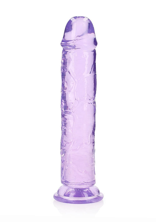 Crystal Clear Dildo 10" Inch Straight No Balls - Purple