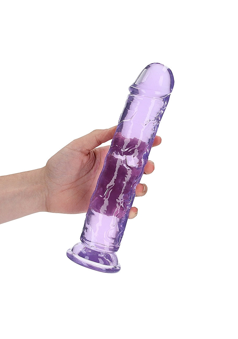 Crystal Clear Dildo 10" Inch Straight No Balls - Purple