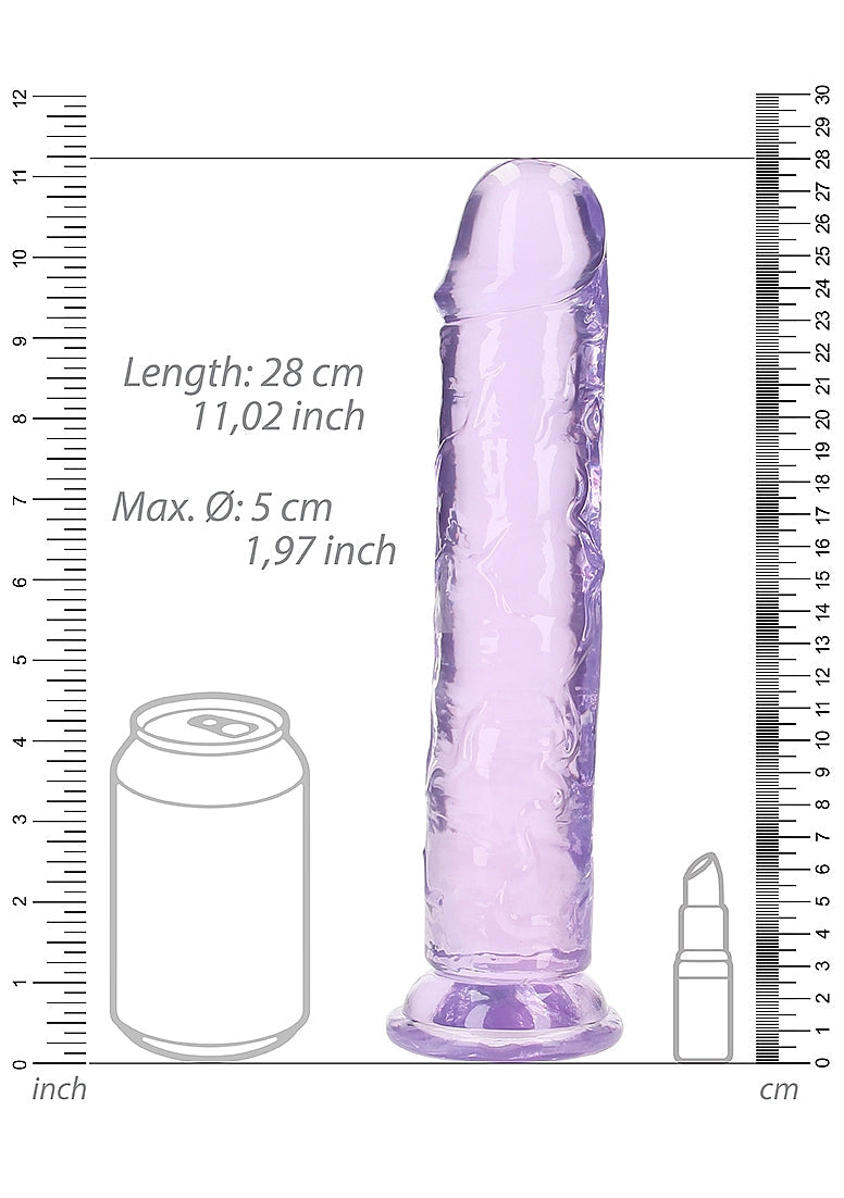 Crystal Clear Dildo 10" Inch Straight No Balls - Purple