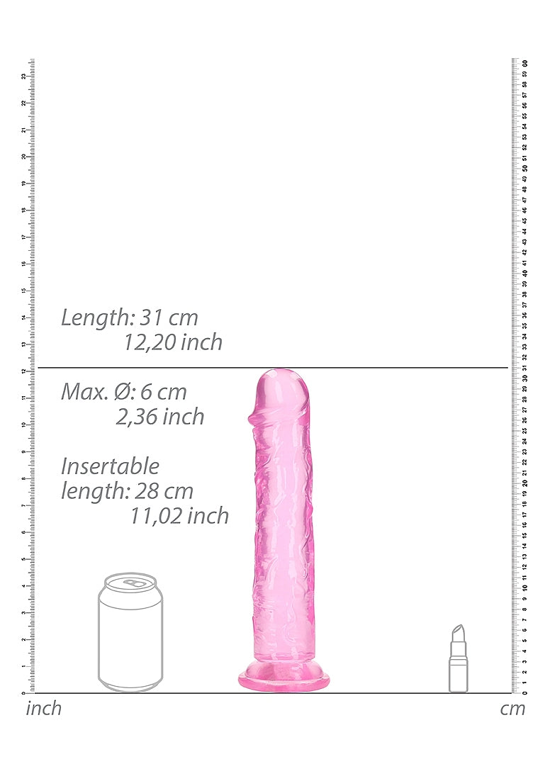 Crystal Clear Dildo 11" Inch Straight No Balls - Pink