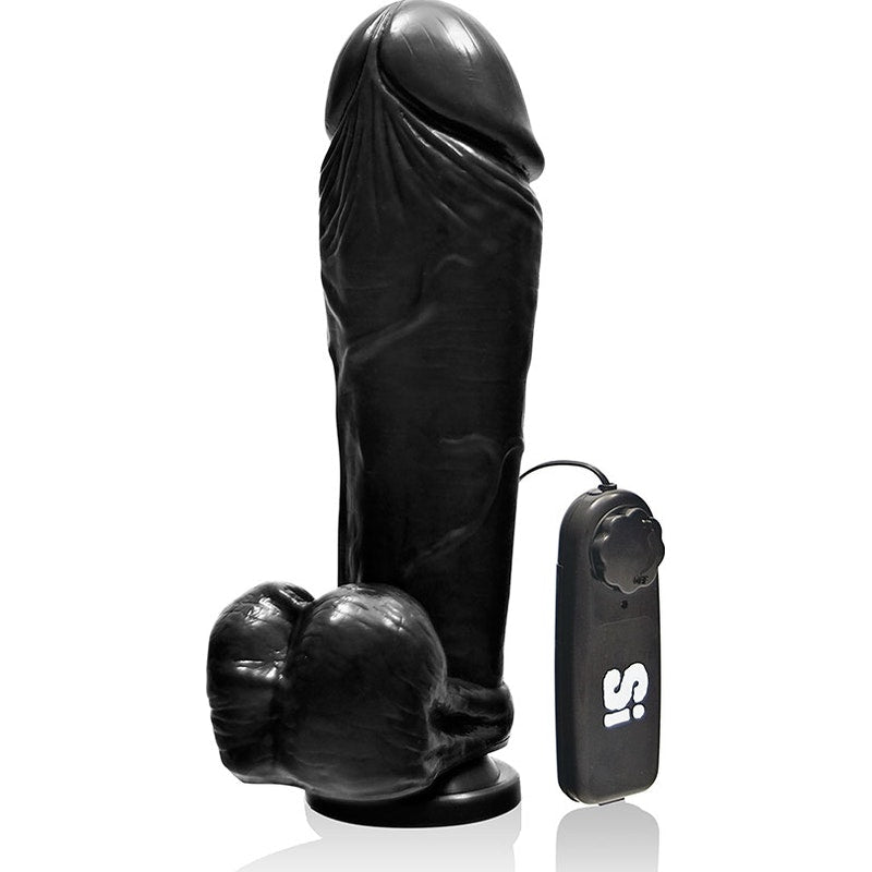 Thick Vibrating Cock w/ Balls and Suction 10in