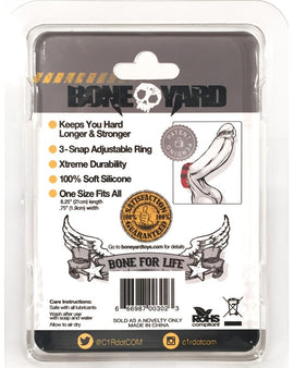 Boneyard Silicone Cock Strap - 3 Snap Ring - Red