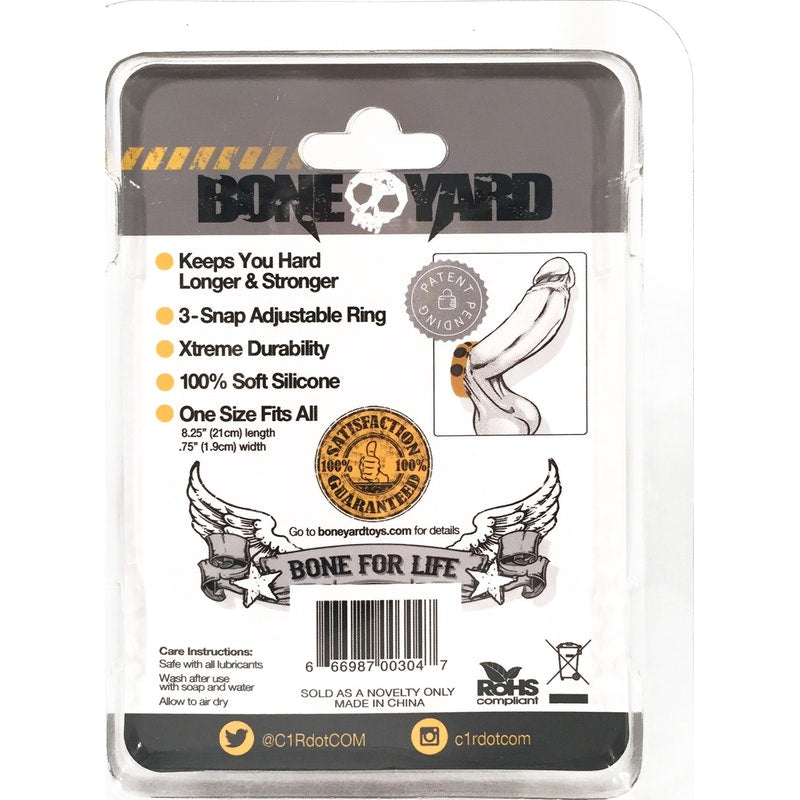 Boneyard Silicone Cock Strap - 3 Snap Ring - Yellow