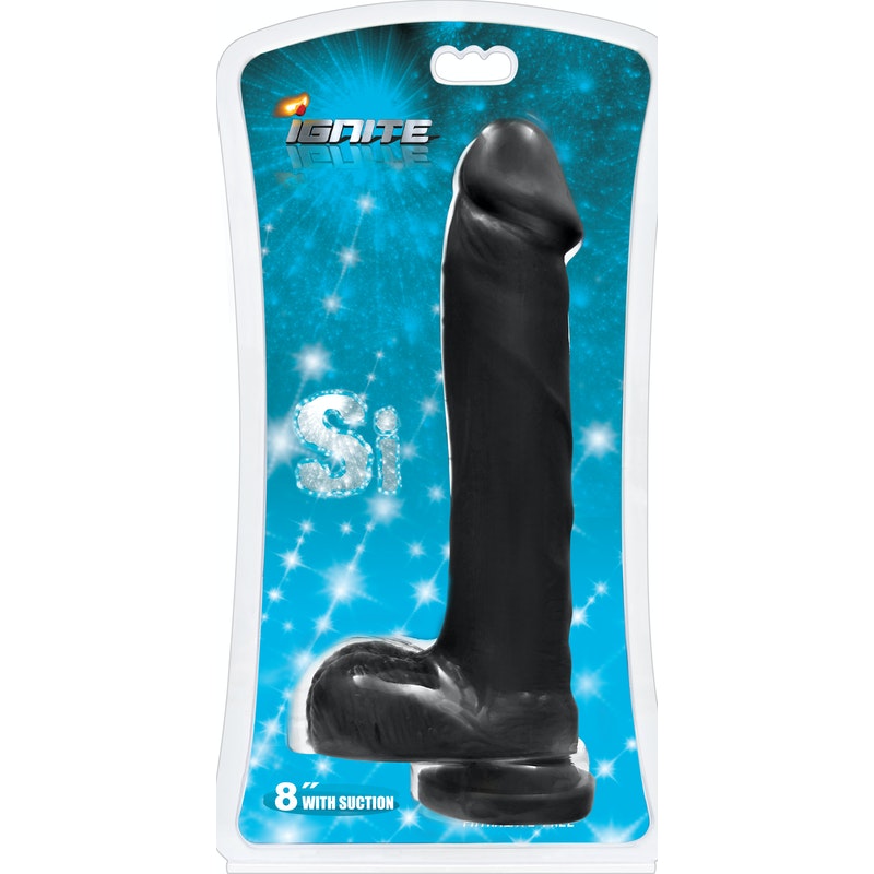 Cock w/ Balls and Suction Black 8in