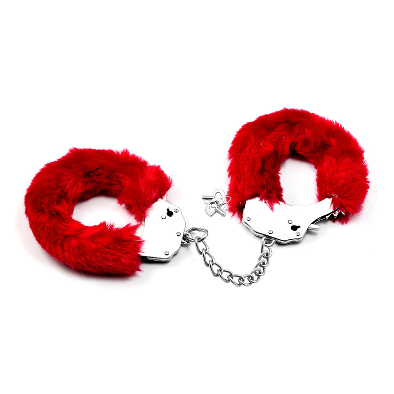 Fetish Pleasure Fluffy Hand Cuffs Red