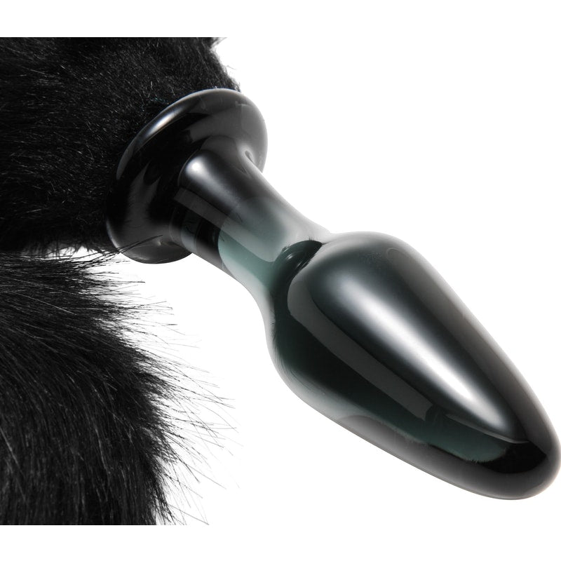 Midnight Fox Glass Anal Plug with Tail