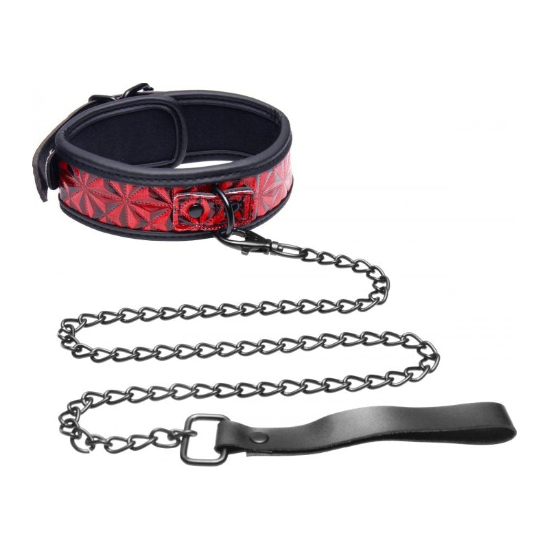 Crimson Tied Chained Collar With Leash