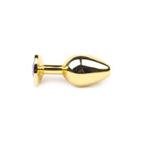 Gold Anal Plug Medium w/ Purple Diamante