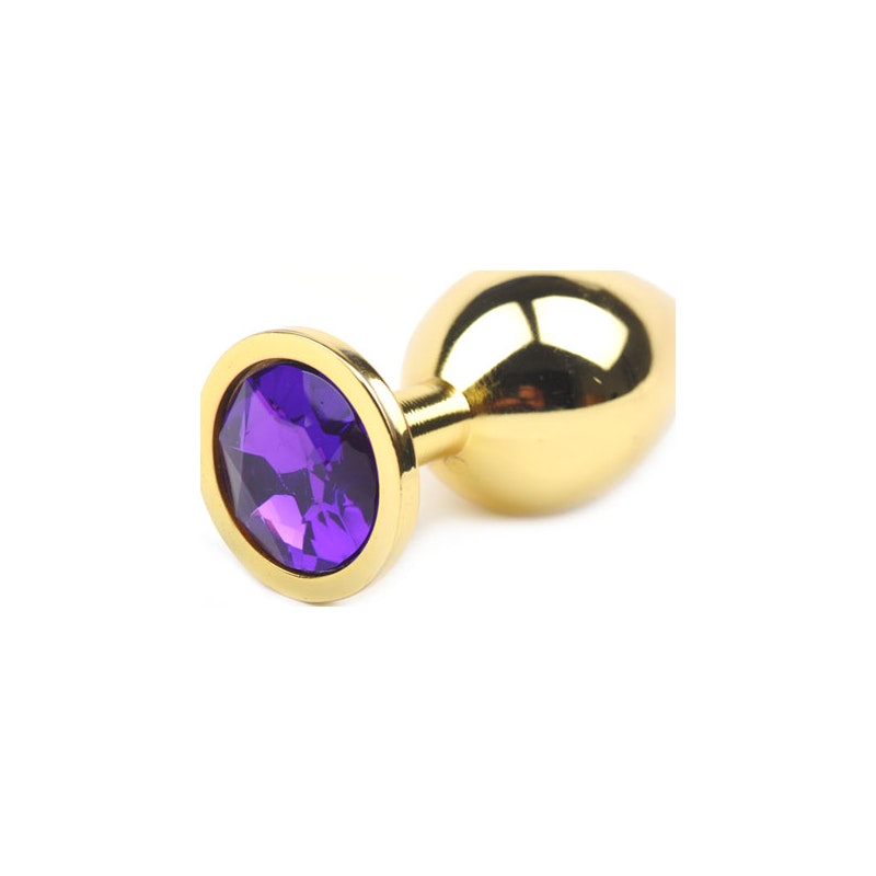 Gold Anal Plug Medium w/ Purple Diamante