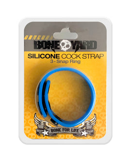 Boneyard Silicone Cock Strap - 3 Snap Ring - Blue